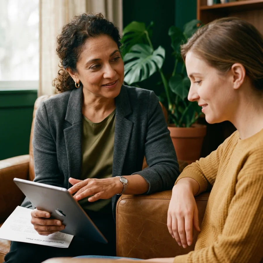 Physician reviewing personalized care plan with patient